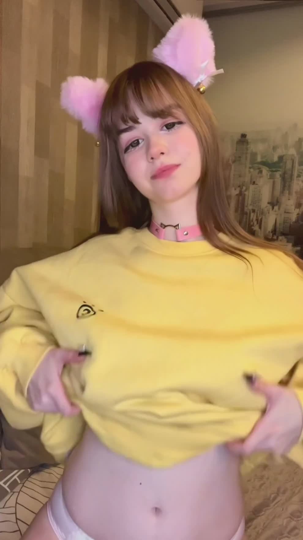 18+ Catgirl’s perky nude tits spilling from open hoodie, sexy squat tease. — Worth Exploring